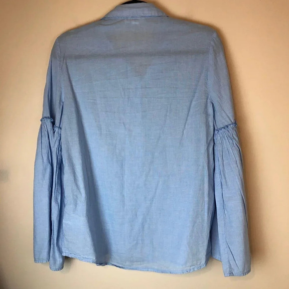 BeachLunchLounge | Bell Sleeve Button Down Blue Sm - Picture 4 of 5